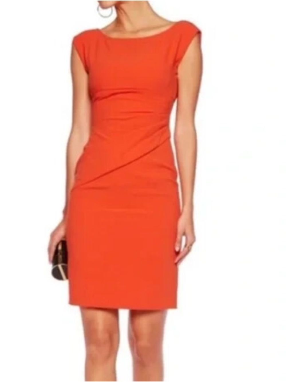 Graham & Spencer Sleeveless Draped Midi Dress in Vibrant Orange size PS